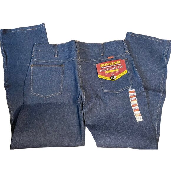 Rustler Regular Fit Boot Jeans 38x30 Mens Blue Denim Heavy Duty 100% Cotton - Picture 2 of 7